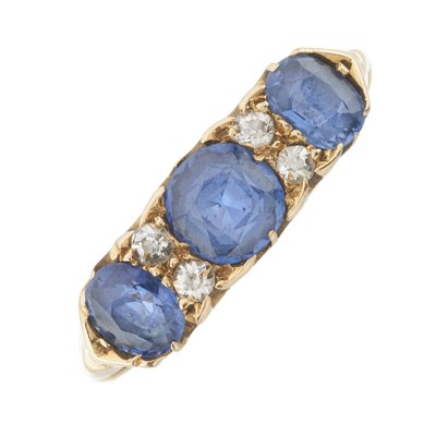 Lot 6 - A late Victorian 18ct gold sapphire and diamond dress ring