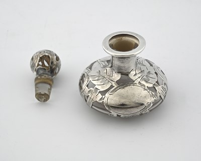 Lot 78 - An American Art Nouveau silver overlay glass...