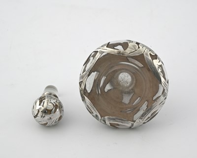 Lot 78 - An American Art Nouveau silver overlay glass...