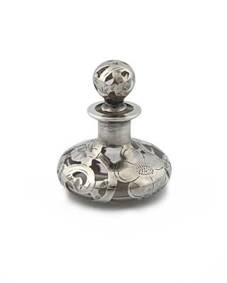 Lot 78 - An American Art Nouveau silver overlay glass...