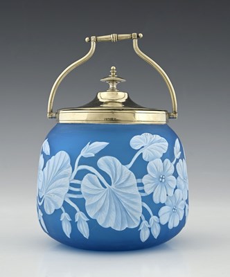 Lot 500 - Thomas Webb, a cameo glass biscuit barrel,...