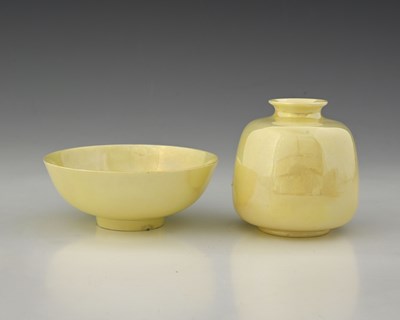Lot 631 - A Doulton yellow lustre pot and bowl (2)
