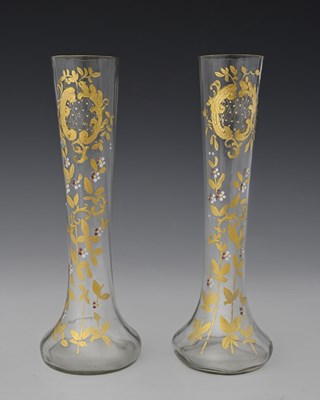 Lot 459 - A pair of Bohemian gilt and enamelled glass...