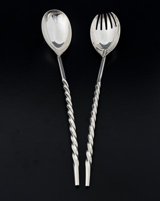 Lot 51 - A pair of Victorian silver salad servers with...
