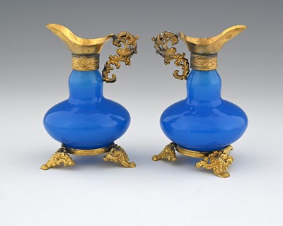 Lot 488 - A pair of French Palais Royal opaline glass...