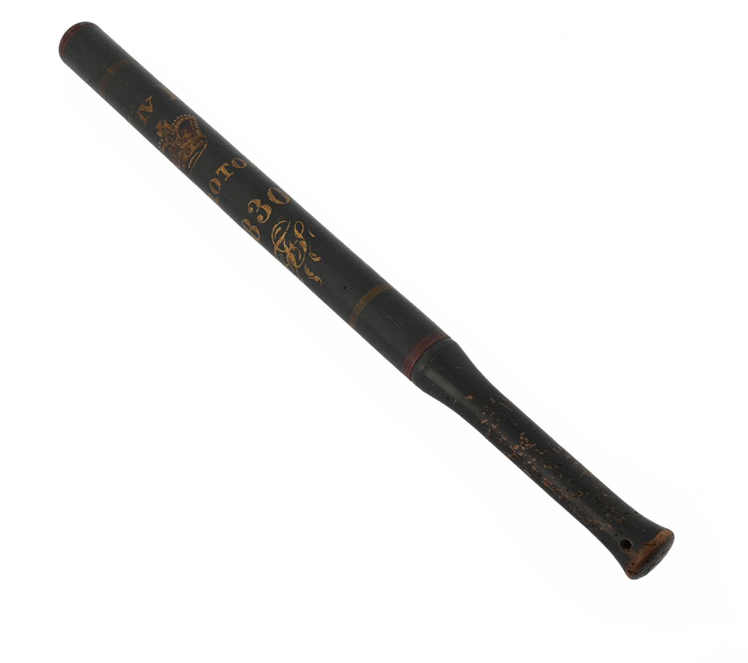 Lot 244 - A William IV painted truncheon, cylindrical...