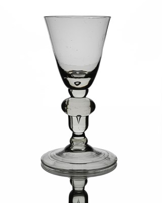 Lot 458 - An acorn knopped heavy baluster wine glass,...