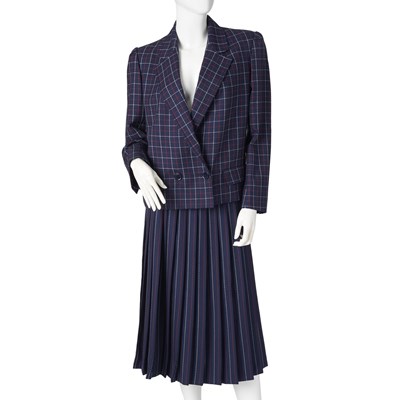 Lot 297 - Celine, a vintage navy wool suit.