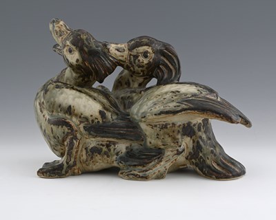 Lot 572 - Knud Kyhn for Royal Copenhagen, two fighting...