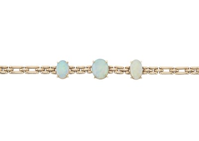 Lot 69 - A 9ct gold opal cabochon bracelet