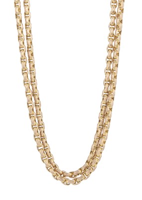 Lot 31 - An early 20th century 9ct gold longuard chain necklace
