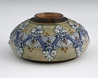 Lot 591 - A Doulton Lambeth relief moulded inkwell for...