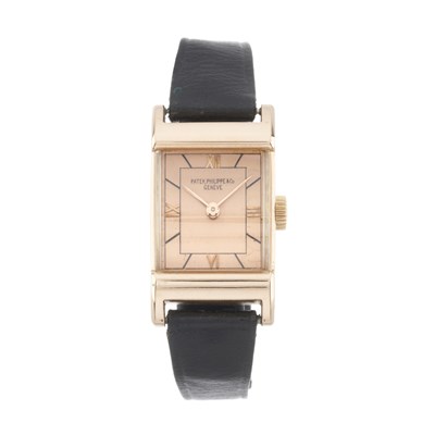 Lot 254 - Patek Philippe, a rose metal wrist watch