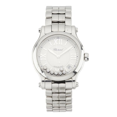 Lot 228 - Chopard, a stainless steel Happy Sport bracelet watch