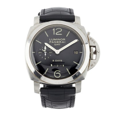 Lot 253 - Panerai, a stainless steel Luminor 8 Days GMT wrist watch