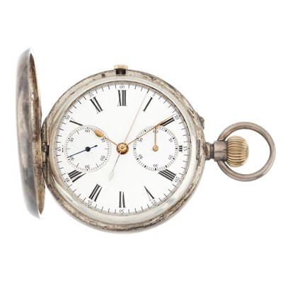 Lot 278 - S. Smith & Son, London, a white metal full hunter chronograph pocket watch