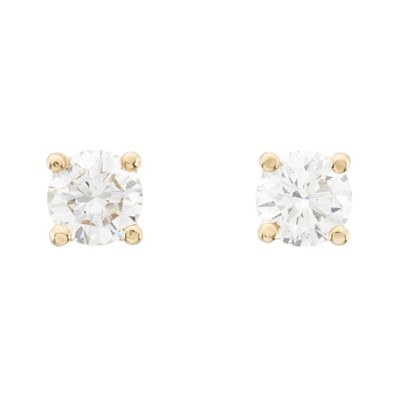 Lot 40 - A pair of 18ct gold brilliant-cut diamond single-stone stud earrings