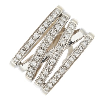 Lot 44 - An 18ct gold diamond multi-row band ring