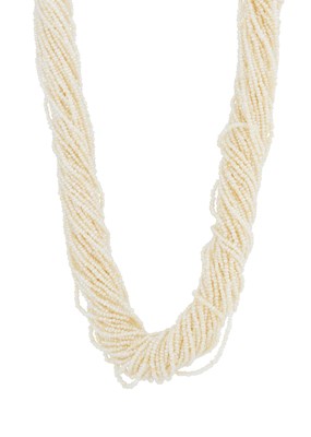 Lot 209 - A seed pearl multi-strand necklace, with 18ct gold diamond clasp