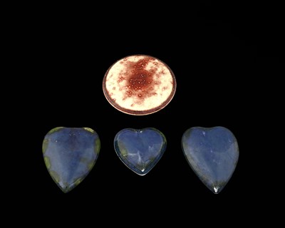 Lot 613 - Ruskin Pottery, four plaques, including a sang...