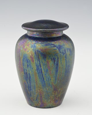 Lot 618 - Ruskin Pottery, a Kingfisher lustre vase and...
