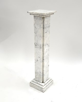 Lot 411 - A white veined marble plinth, of square...