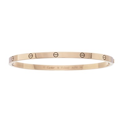 Lot 130 - Cartier, an 18ct rose gold Love bangle bracelet
