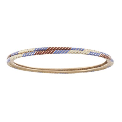 Lot 28 - Two early 20th century gold vari-hue enamel bangle bracelets
