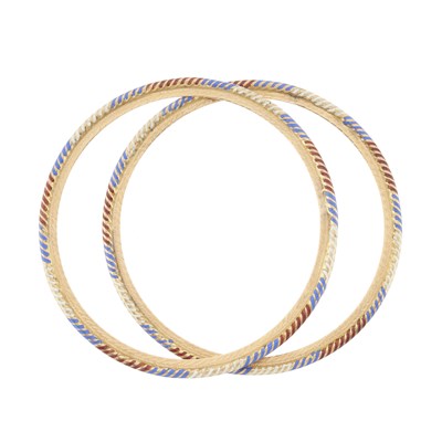 Lot 28 - Two early 20th century gold vari-hue enamel bangle bracelets