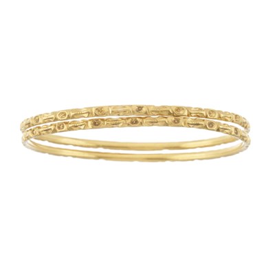 Lot 34 - Two late 19th century gold bangle bracelets