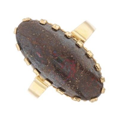 Lot 10 - A gold boulder opal single-stone ring