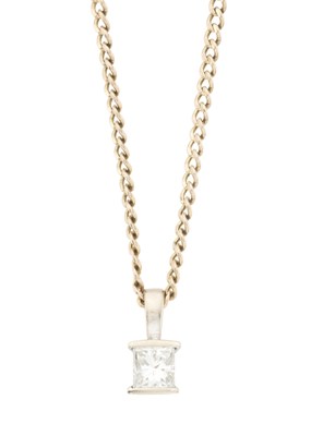 Lot 45 - An 18ct gold diamond single-stone pendant, with chain