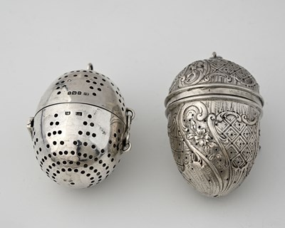 Lot 147 - A late Victorian silver tea infuser, of ovoid...
