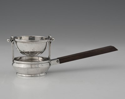 Lot 155 - Asprey, a silver tea strainer on stand, the...