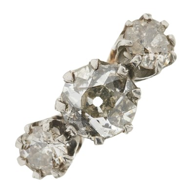 Lot 154 - A mid 20th century old-cut diamond three-stone ring