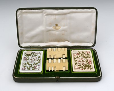 Lot 253 - A pair of cased Victorian silver gilt Bezique...