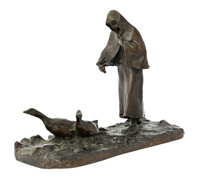 Lot 222 - Hans Muller, a bronze figure group of a...