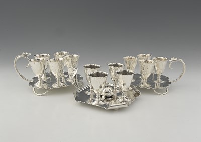 Lot 758 - Hukin and Heath, two naturalistic four-cup egg...