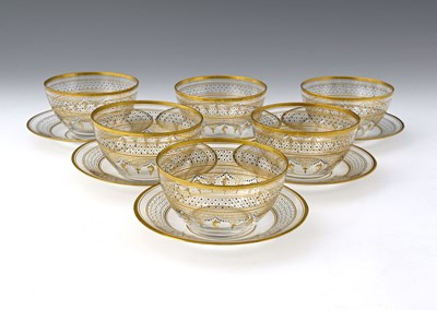 Lot 484 - A set of six Bohemian enamelled and gilded...