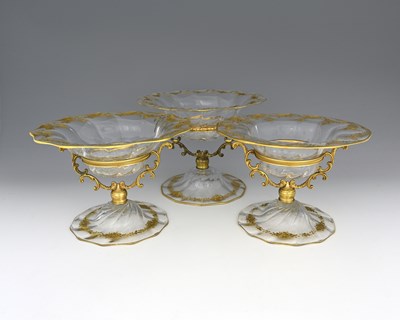 Lot 493 - A trio of French gilt enamelled glass and...