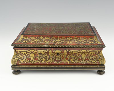 Lot 234 - A 19th century Boulle work cigar box, bombe...