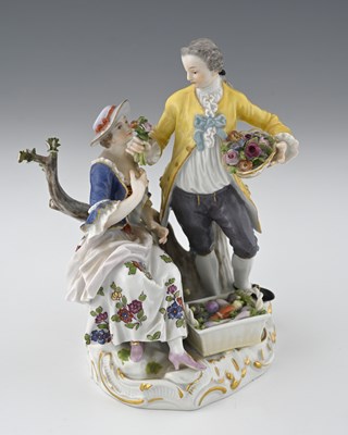 Lot 560 - After J J Kaendler, a Meissen figure group of...