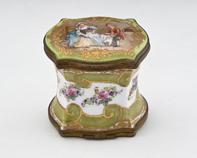Lot 553 - A continental porcelain double-ended trinket...