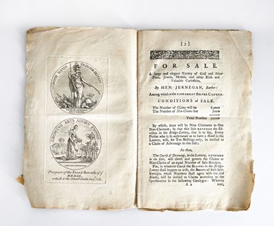 Lot 686 - Jernegan's Lottery interest, a 1736 catalogue...