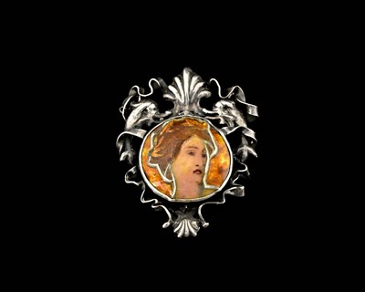 Lot 20 - A Jugendstil silver and enamelled pendant, the...