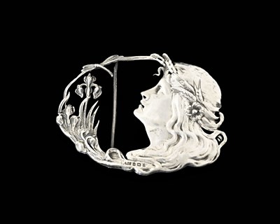 Lot 82 - An Arts and Crafts cast silver buckle, Arthur...