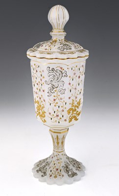 Lot 483 - A Bohemian Barfatan gilt and enamelled opaline...