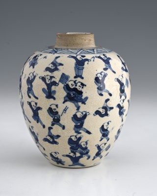 Lot 380 - A Chinese blue and white ginger jar, Kangxi...