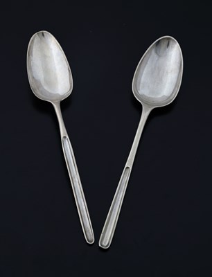 Lot 21 - Two eighteenth-century silver marrow spoons,...