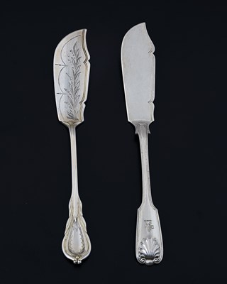 Lot 8 - Two Victorian silver butter knives, to include...